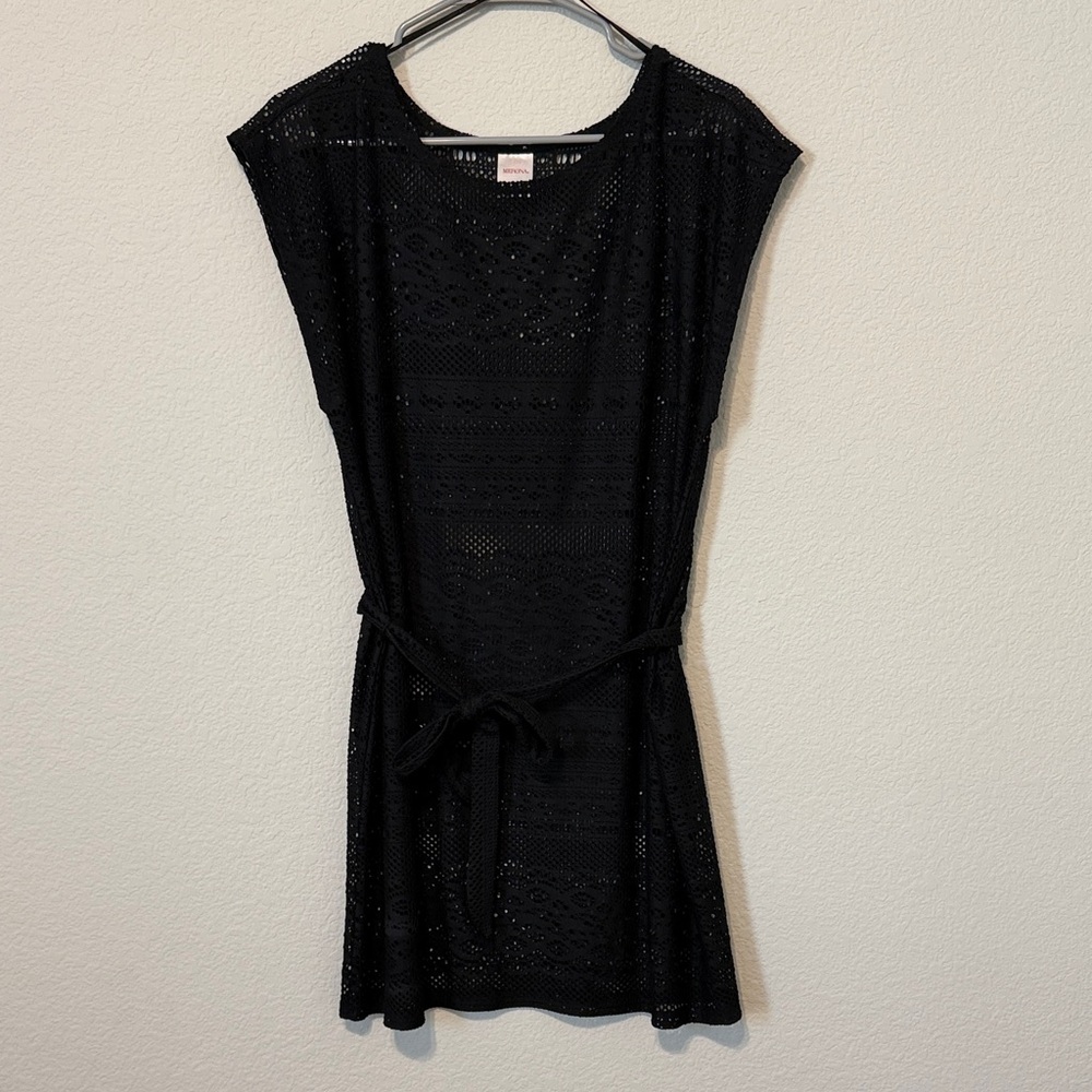 Merona Black Knit Swim Cover with Belt
